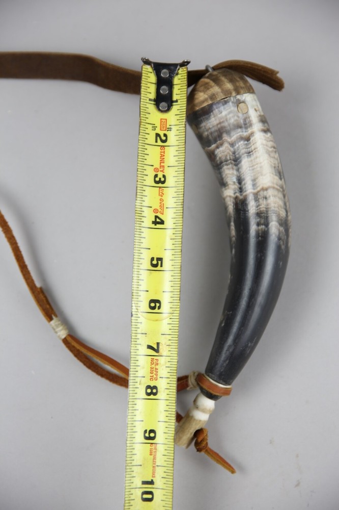 Vintage Black Powder Flask Muzzleloading Hunting Horn Antique Tool