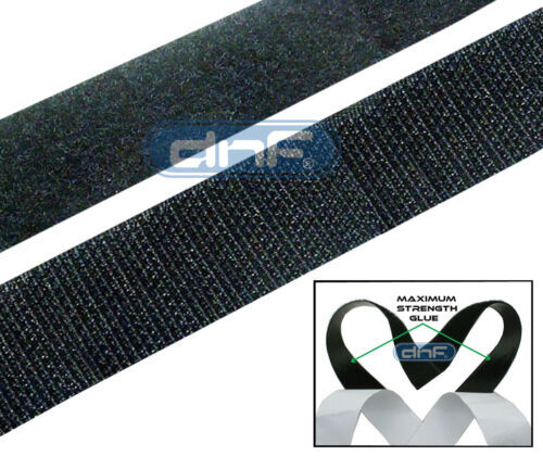 Hook and Loop Extra Sticky Self Adhesive Backed Black Tape - Widths: 1" , 2"