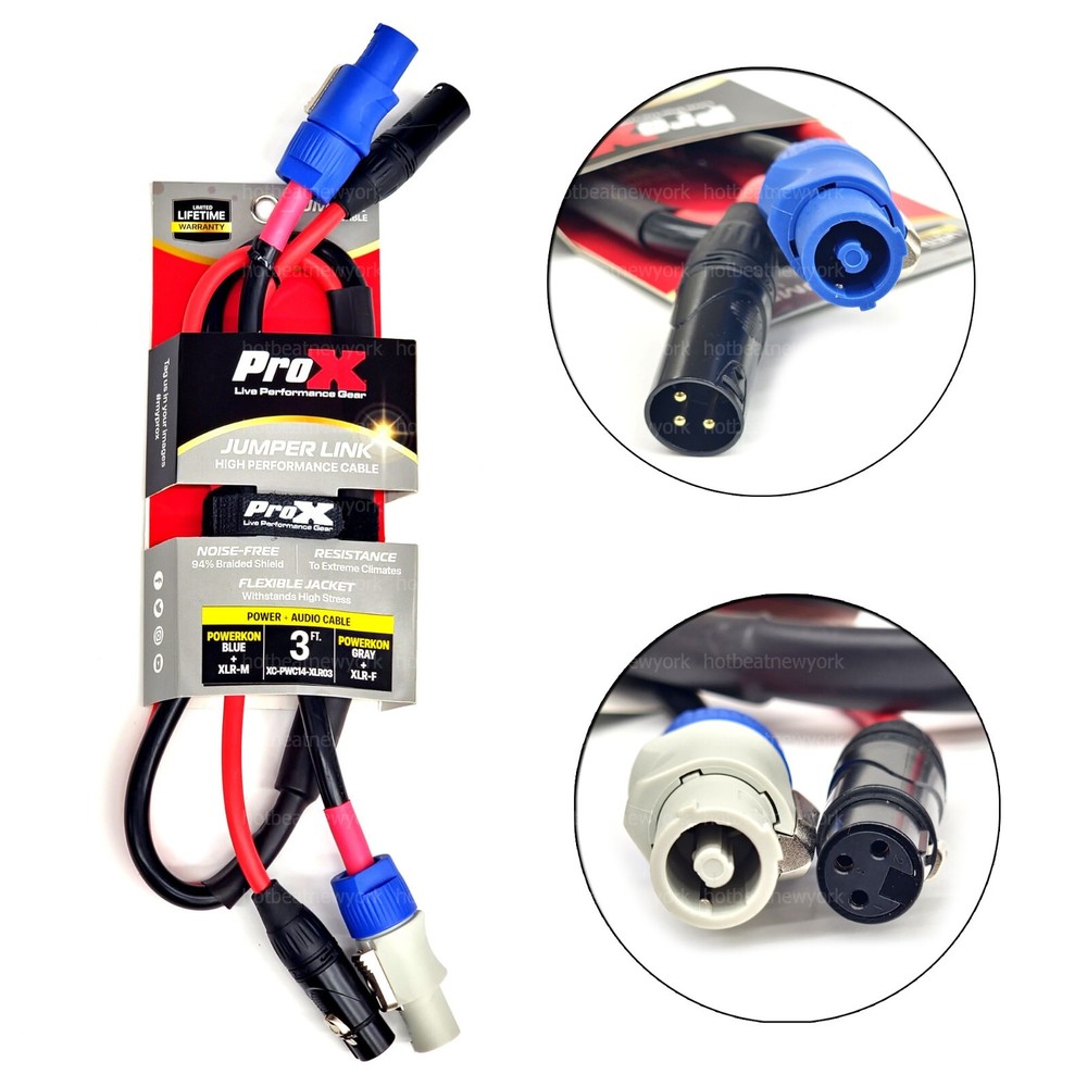 ProX 3FT Dual Powercon XLR Link Audio Power Cable