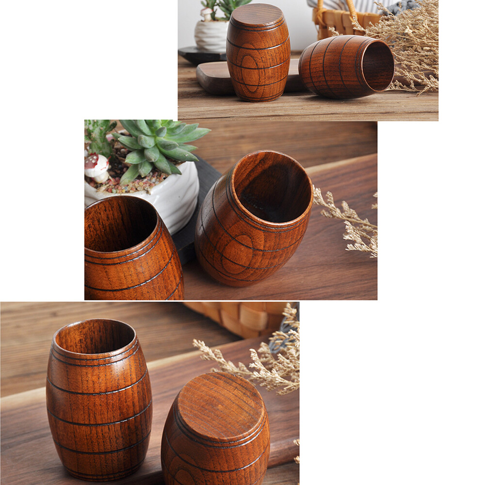 1PC Wooden Beer Barrel Shaped Mug And A Wooden Snack Bowl USA New