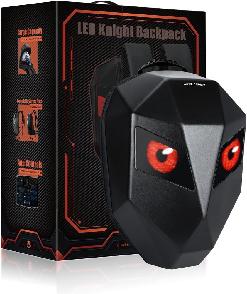 Motorcycle LED Knight Backpack DIY Programmable 3D Hard Shell Waterproof Laptop
