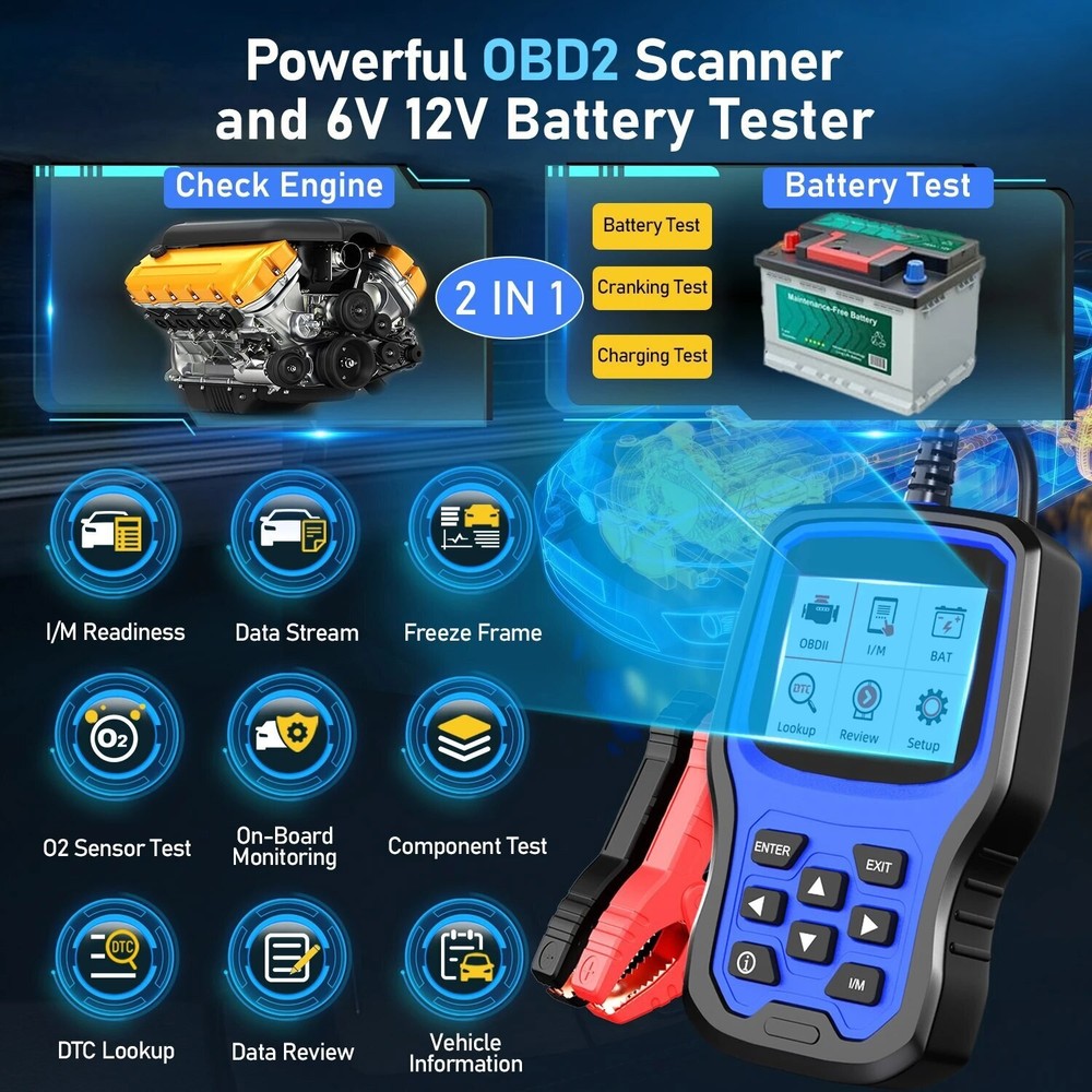 Autophix OM129 PRO OBD2 Scanner Code Reader 6V 12V Automotive Battery Load Test