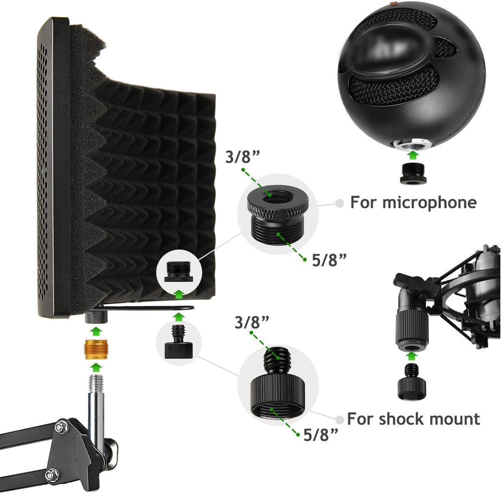 Microphone Isolation Shield with Mic Stand and Pop Filter, Foldable Sound Shield