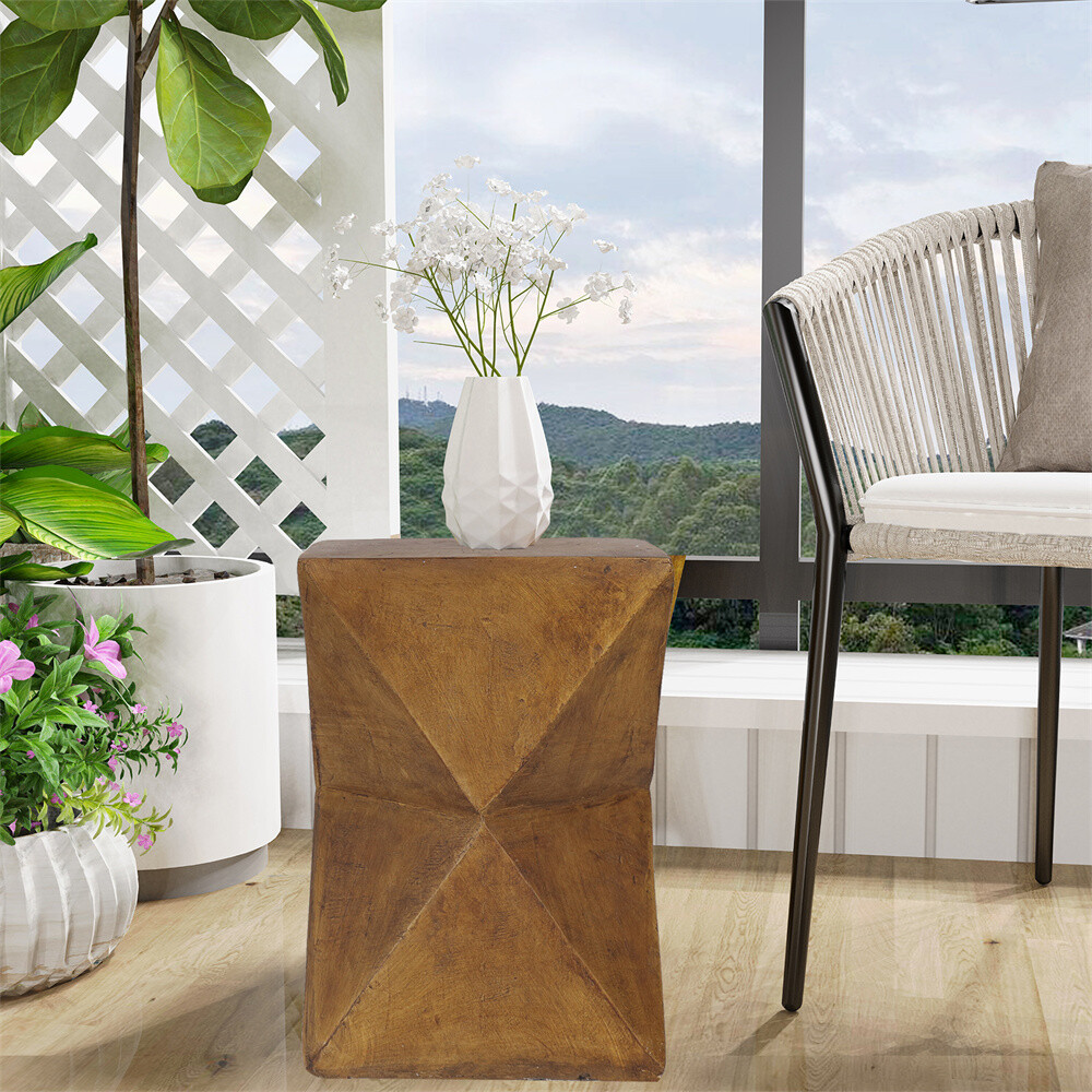Outdoor Lightweight Concrete Side Table Concrete Stool End Table Accent Table