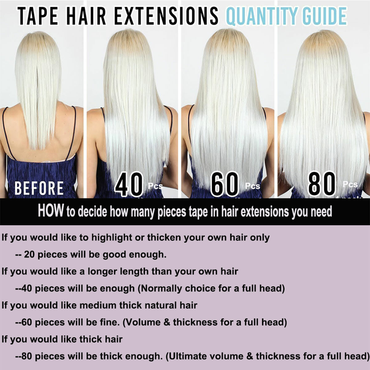 CLEARANCE Tape In 100% Real Remy Human Hair Extensions Skin Weft Full Head Ombre