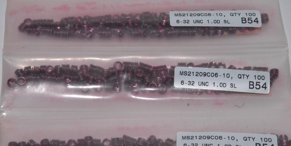 100 HELICOIL #6-32 UNC THREADED INSERTS THREAD-LOCK MS21209C06-10 MS21209C0610