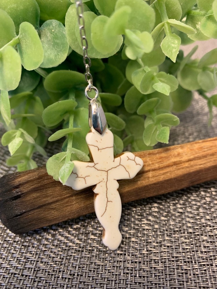 White Cross Stone Pendulum Dowsing, amplifying, restore focus & transform