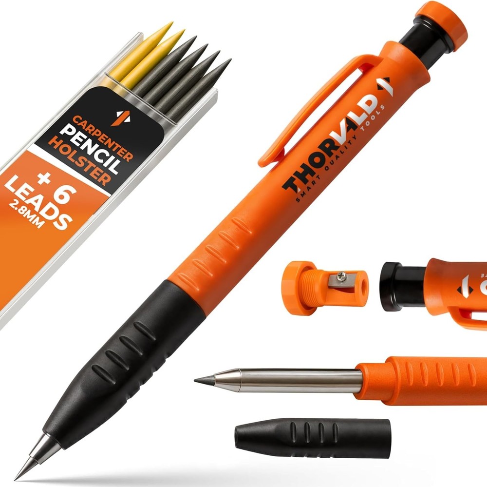 Retractable Carpenter Pencil with Finger Grip - Ideal for Construction Projects