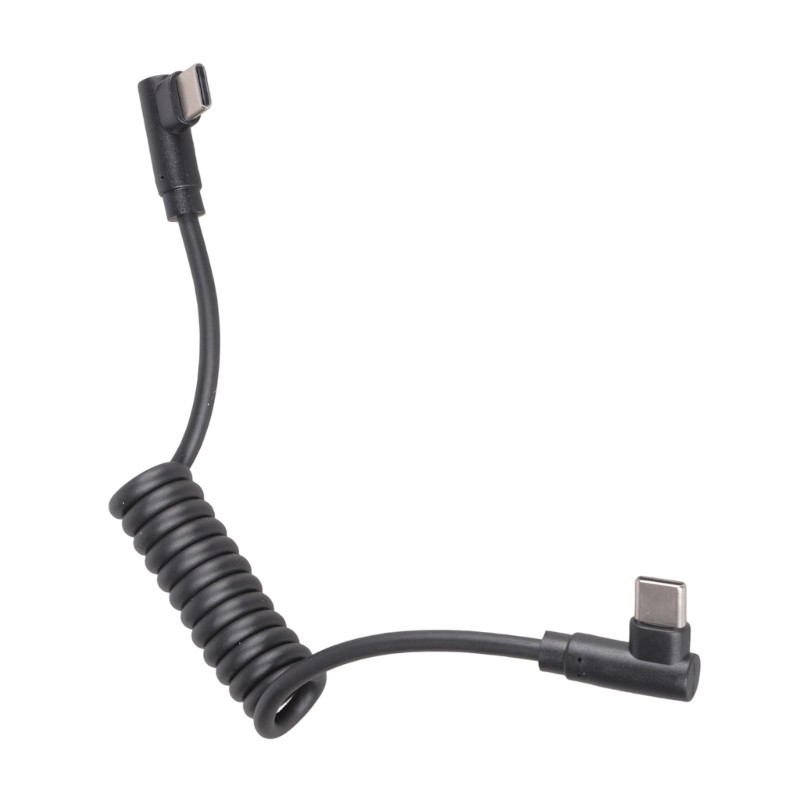 40W Fast Charging Usb C To Usb C Coiled Cable With 90 Degree Angled Connectors