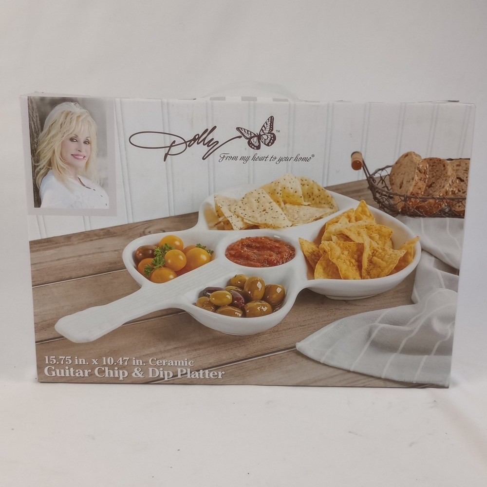 Dolly Parton Stoneware Guitar Chip & Dip Serving Platter