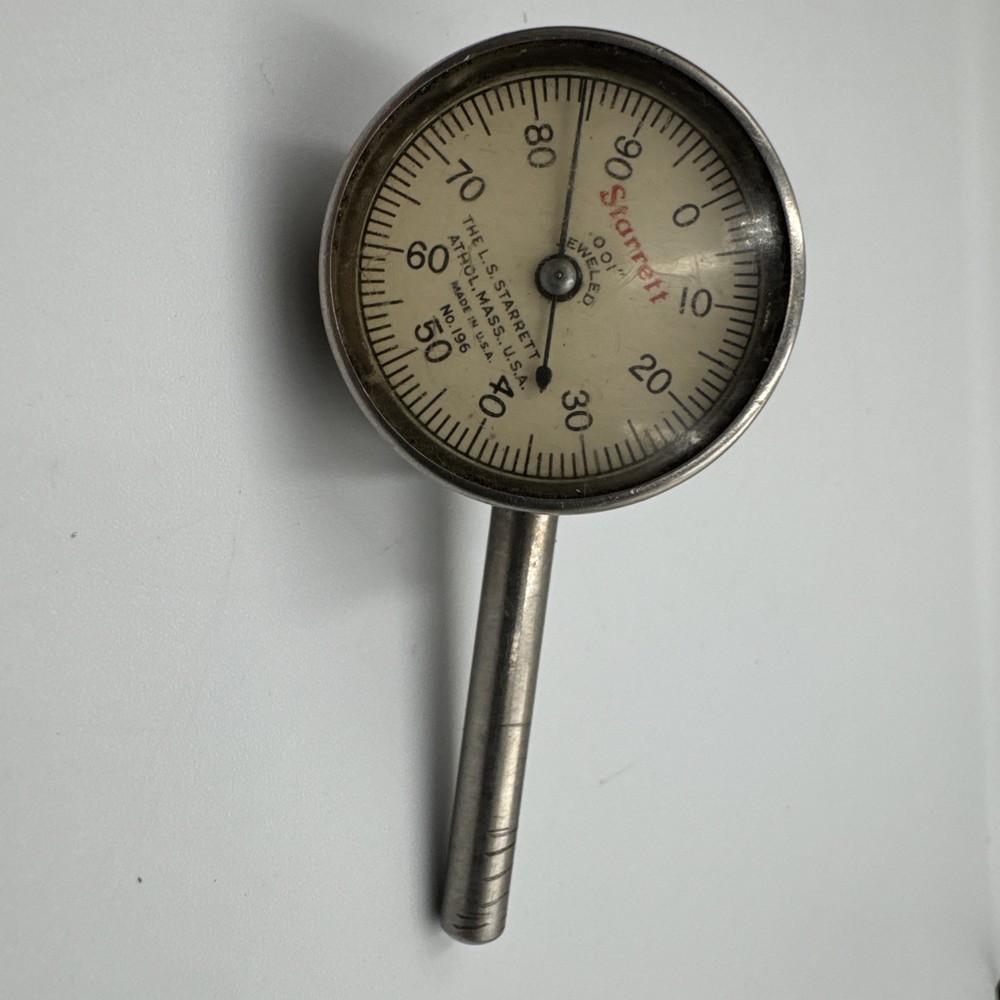 Starrett 196A1Z Dial Indicator Universal Back Plunger - With Red Hard Case!