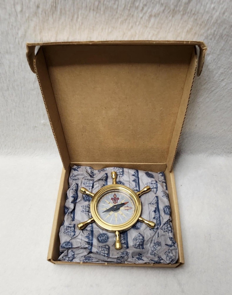 Solid Brass Nautical Wheel Compass 4” Works