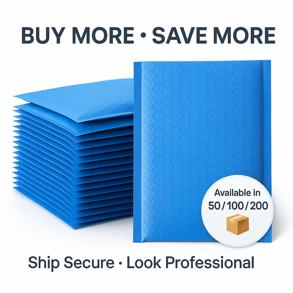 4x8 Bubble Mailers Poly Padded Envelopes Self Seal Shipping Pack Blue