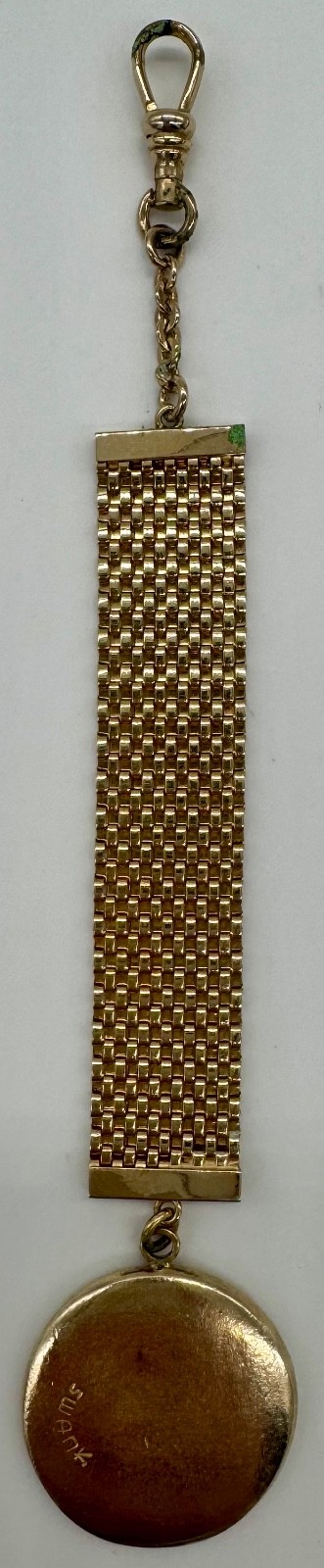 Vintage Swank Roman Soldier Keychain Watch Fob Gold Tone Mesh Mid Century