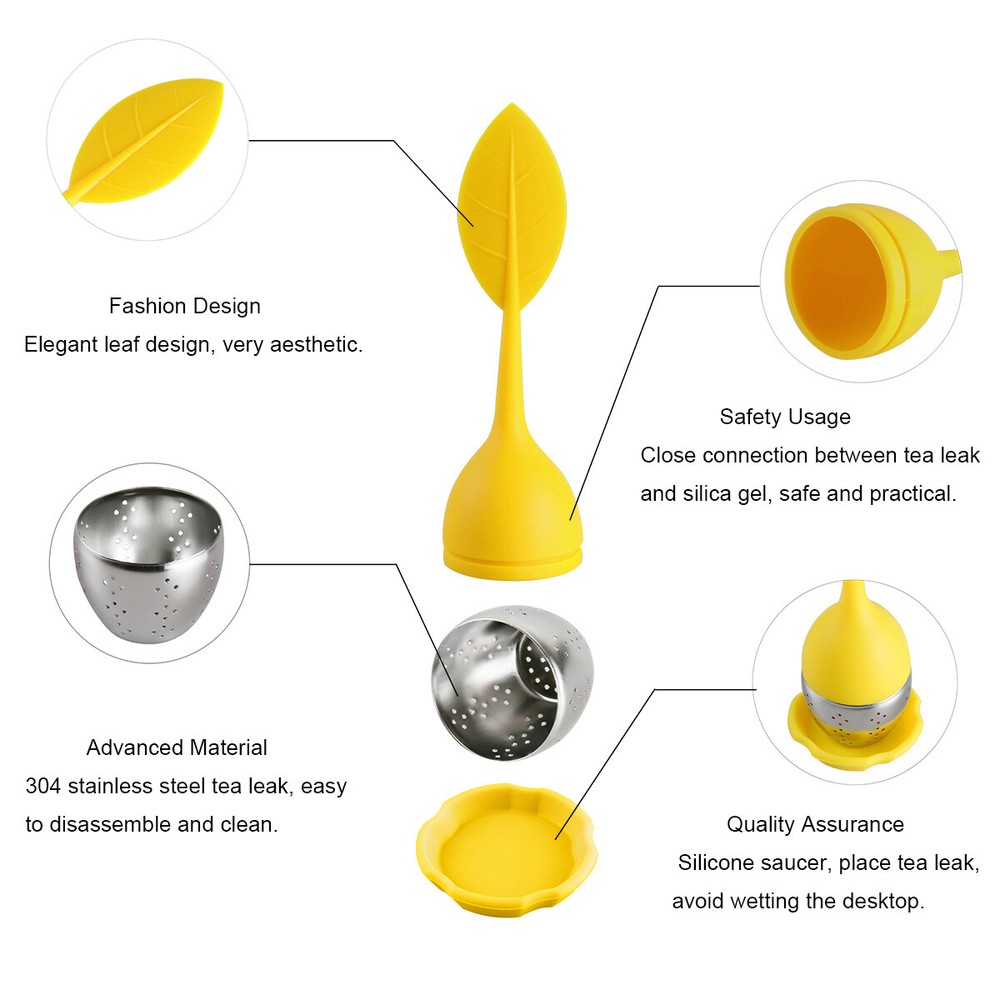 Silicone Tea Infuser Strainer Stainless Herbal Spice Filter Diffuser Pink+Yellow