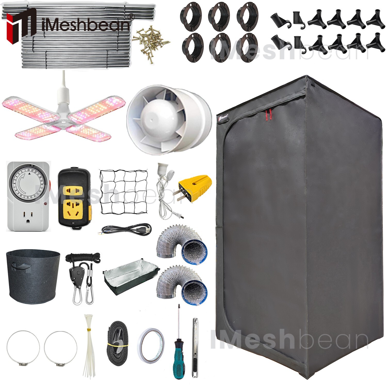 Complete Grow Tent Kit w/Full Spectrum Grow Light+Ventilation System+Timer+Tools