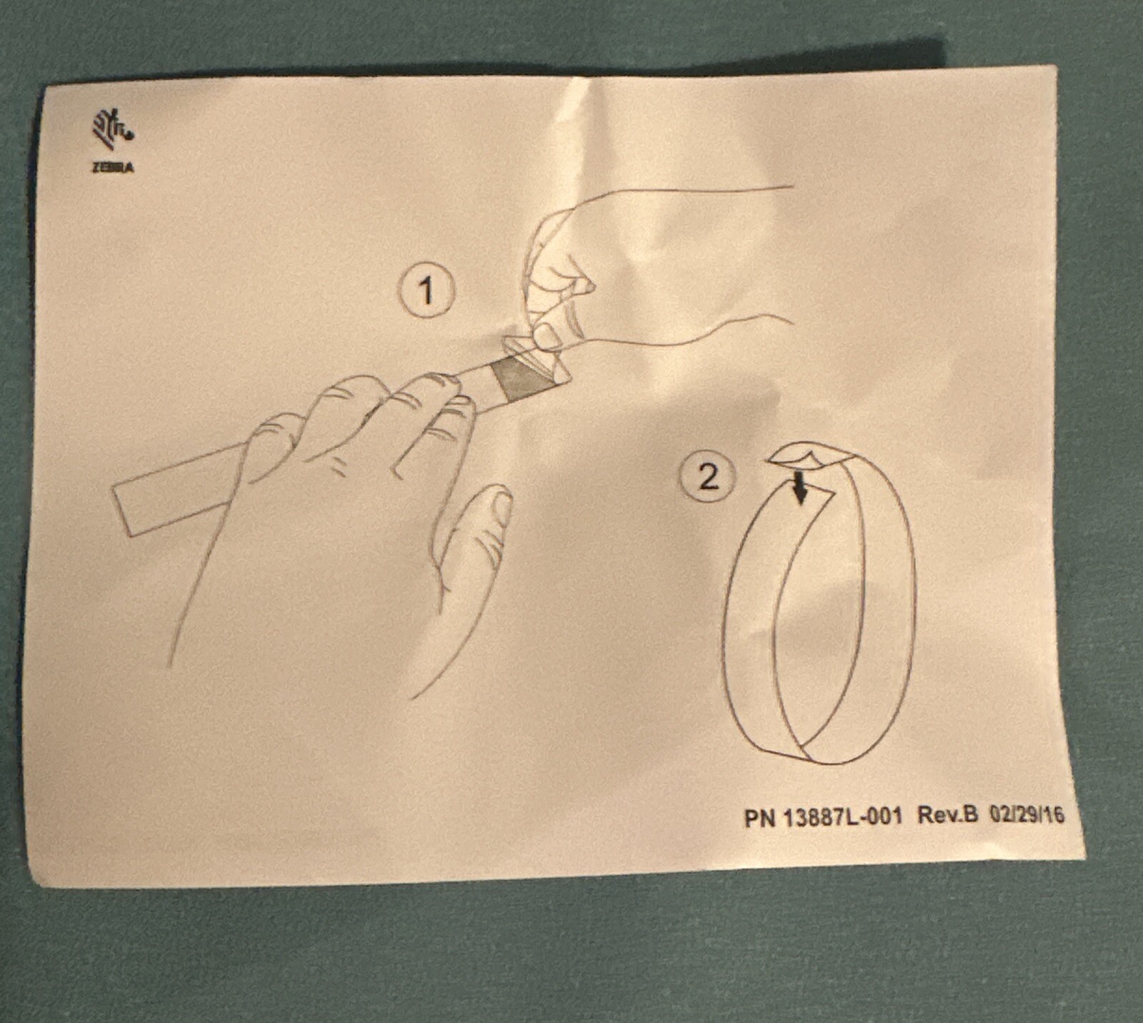 Zebra 10005008 Wristband Polypropylene 1” x 11” White Thermal Z-Band Case/6 Roll