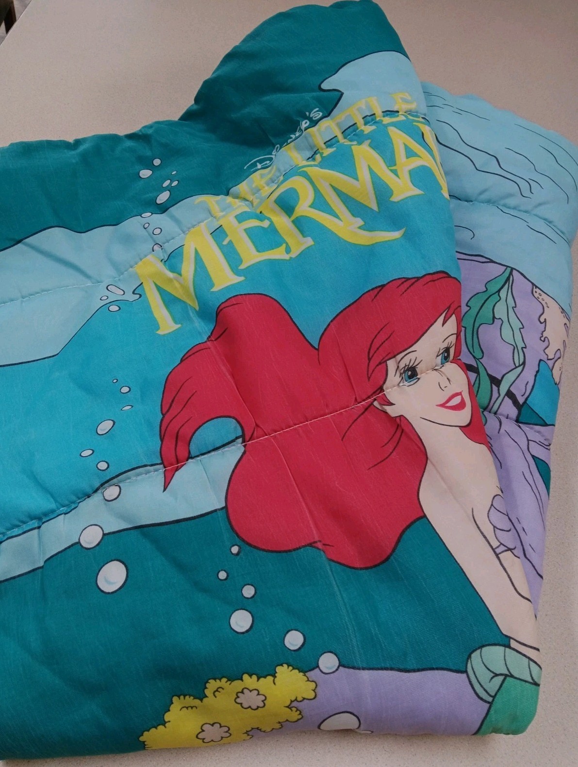 Vintage The Little Mermaid Ariel Sleeping Bag Fleece Zipper 55"x27" 90’s READ