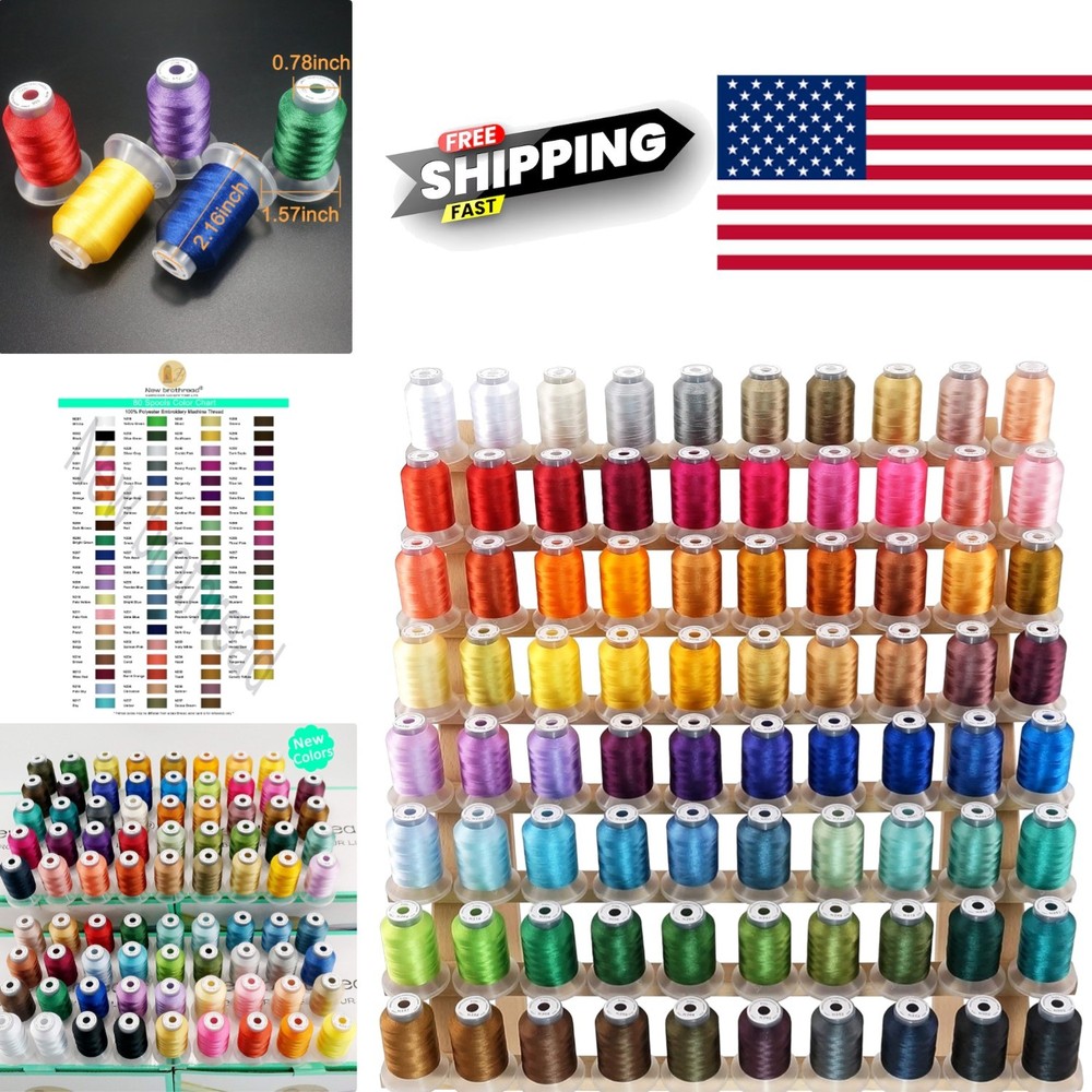 Vibrant 80 Colors Polyester Embroidery Thread 500M Spools for Creative Projects
