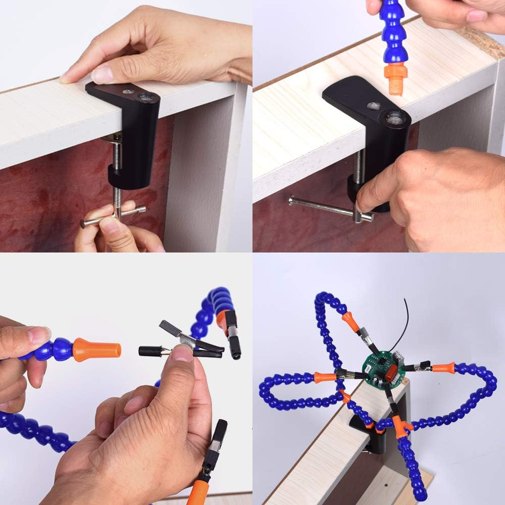 Helping Hands Soldering Third Hand Tools, 4 Arms with Adjustable Vise T