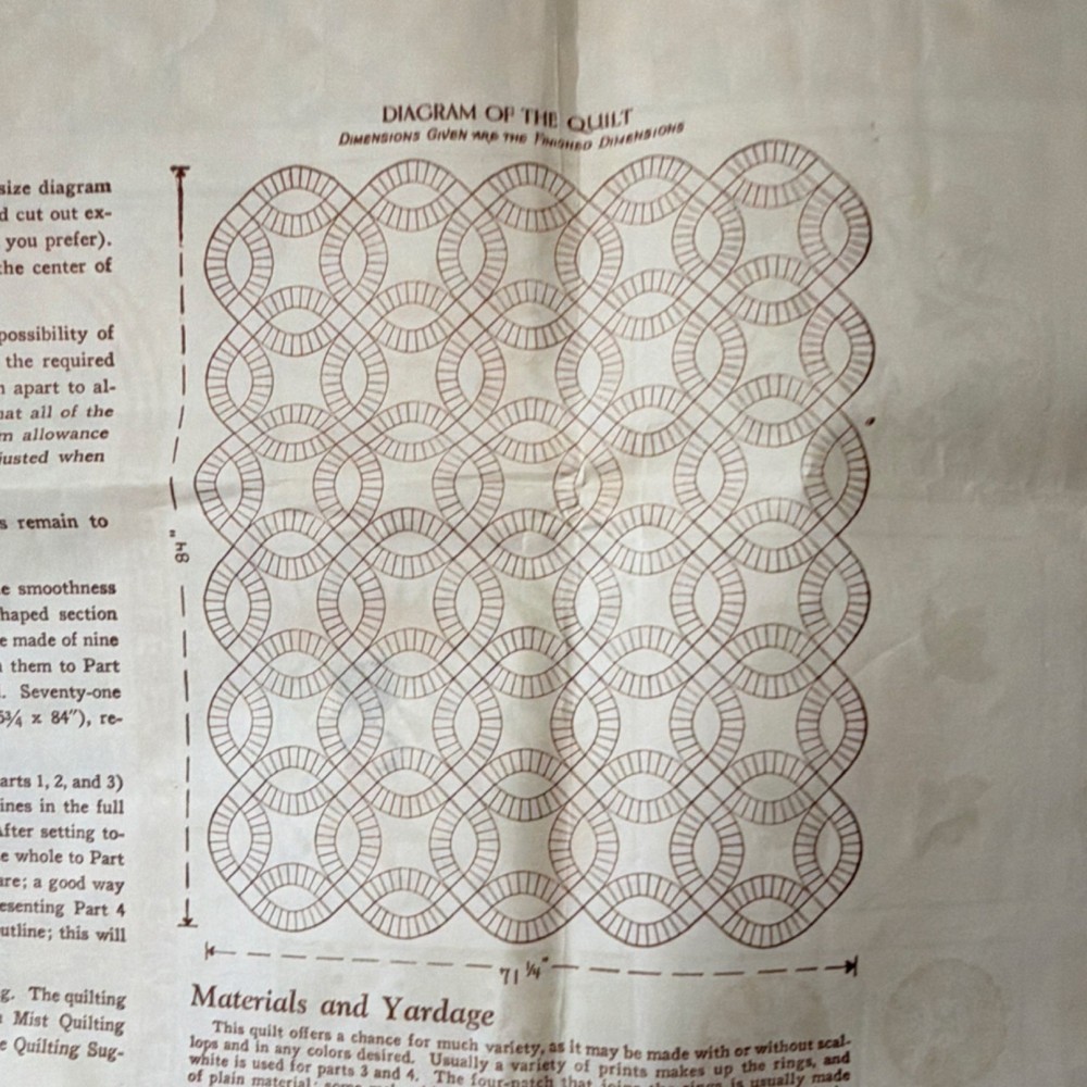 1954 Mountain Mist Double Wedding Ring Quilt Pattern No. 21 Pieced Type