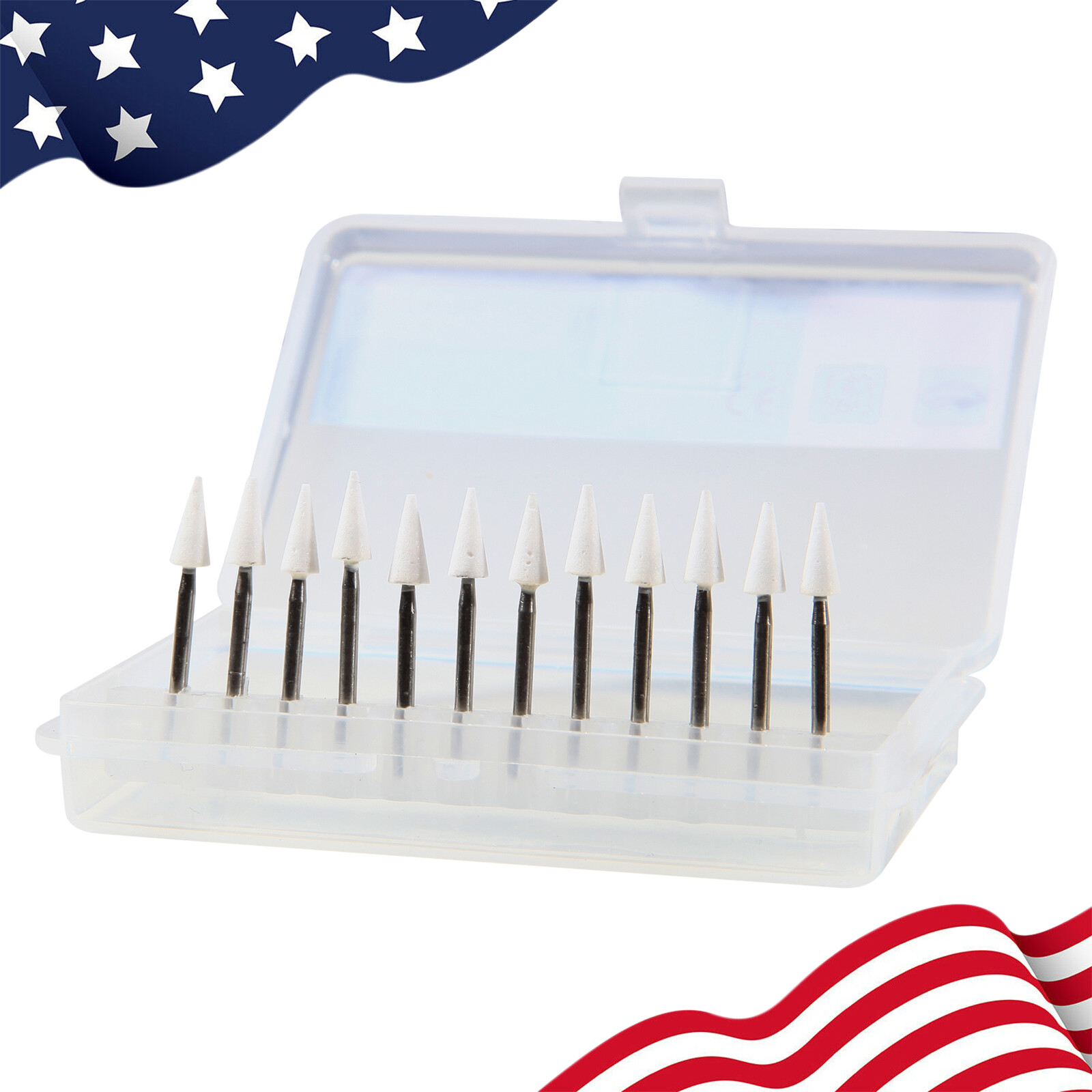 Dental White Stone Aluminum Oxide Polishing FG Burs For High &Low Speed 12/pk st