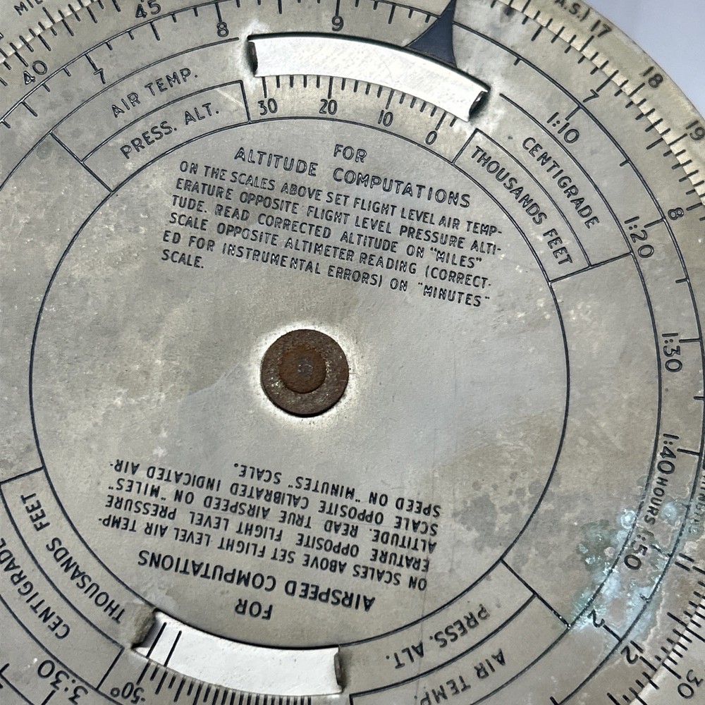 US Army Air Forces Type E-6B Computer: Dead Reckoning, Aerial With Case/Ruler