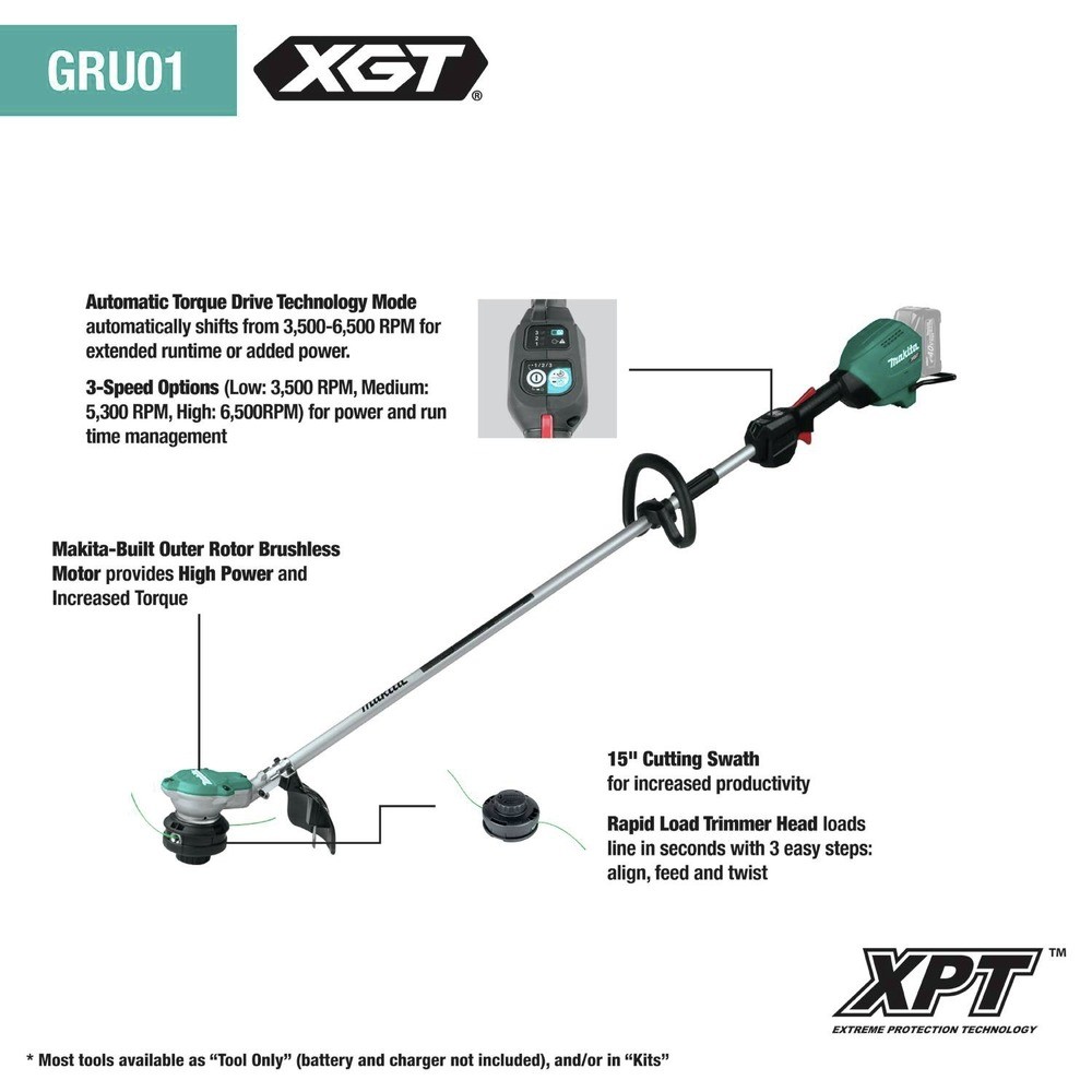 Makita GRU01M1-R 40V max XGT 15" Cordless String Trimmer Certified Refurbished
