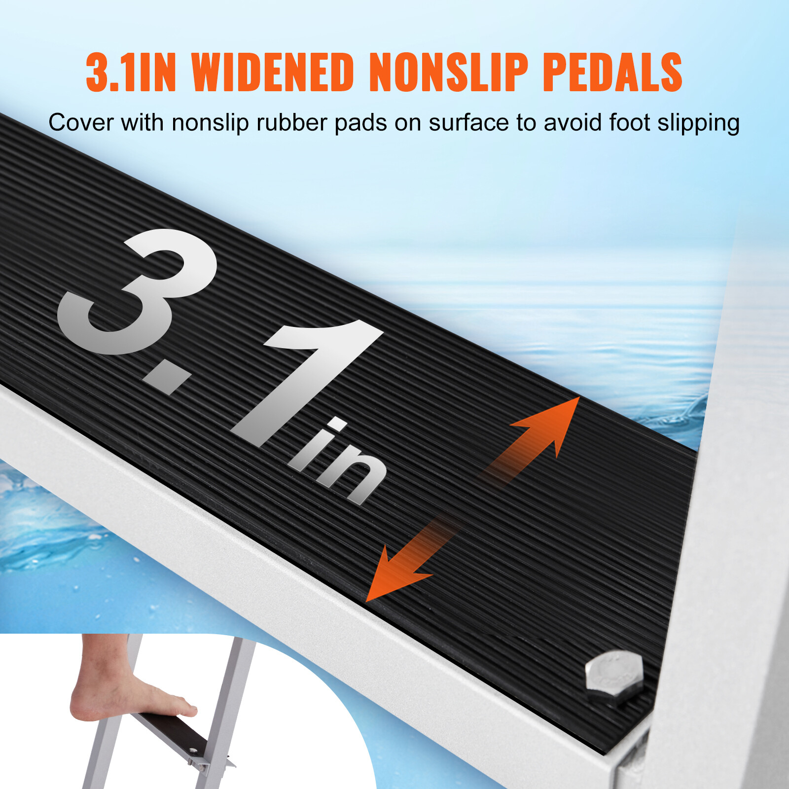 VEVOR Aluminum Dock Ladder Boat Dock Ladder Removable 4 Steps with 500lbs Load