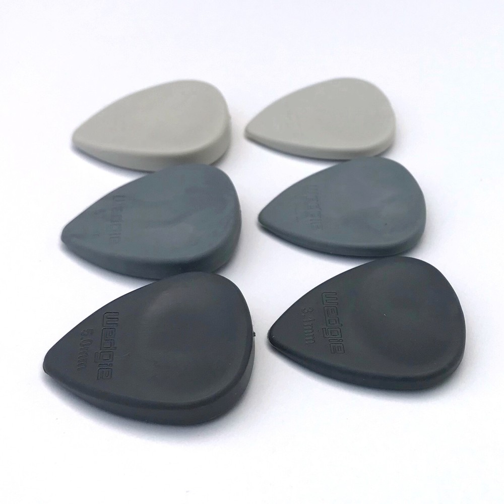 Wedgie Rubber Guitar Pick Sampler Pack | Soft, Medium, and Hard | 6 pcs