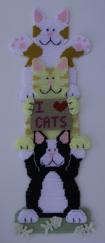 I Love Cats-Stack of Kitty Cats- Plastic Canvas Pattern or Kit