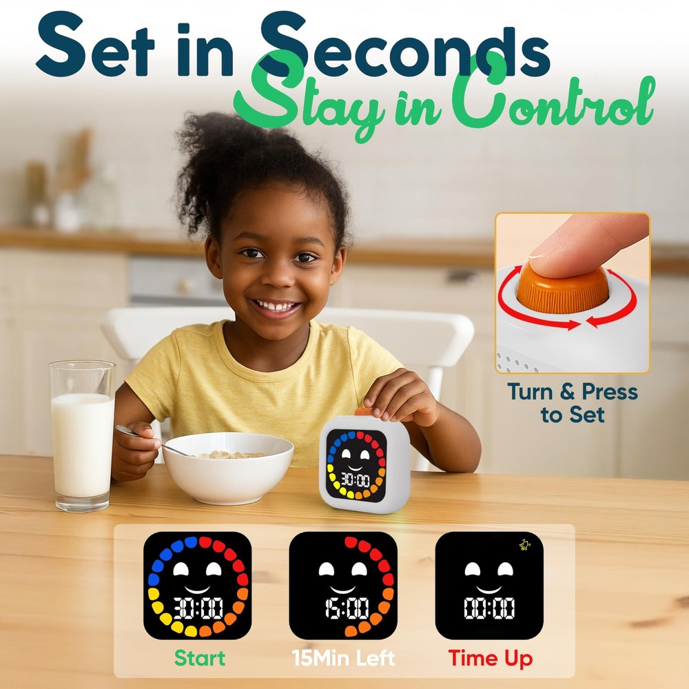 Digital Visual Timer for Kids - Rechargeable 99 Min Timer - Focus Smoother R...