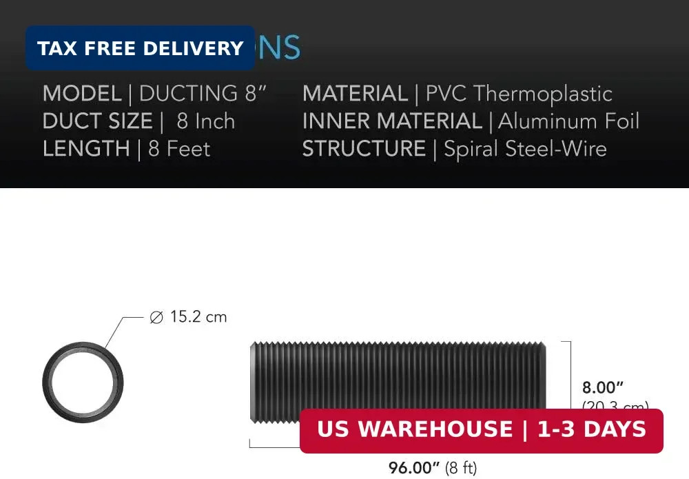 AC Infinity Flexible 8-Inch Aluminum Ducting, Heavy-Duty Four-Layer Protection,