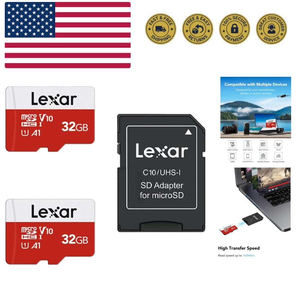 32GB Micro SD Card 2 Pack, microSDHC UHS-I Flash Memory Card with Adapter - U...