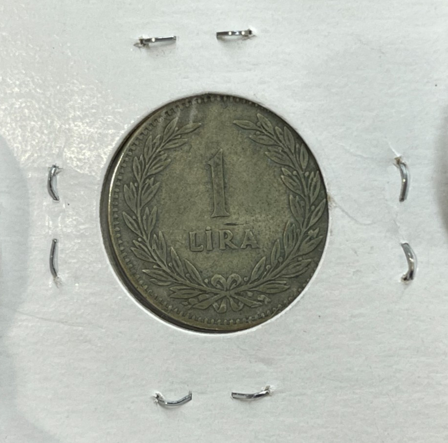 1947 Turkey One Lira Silver Coin