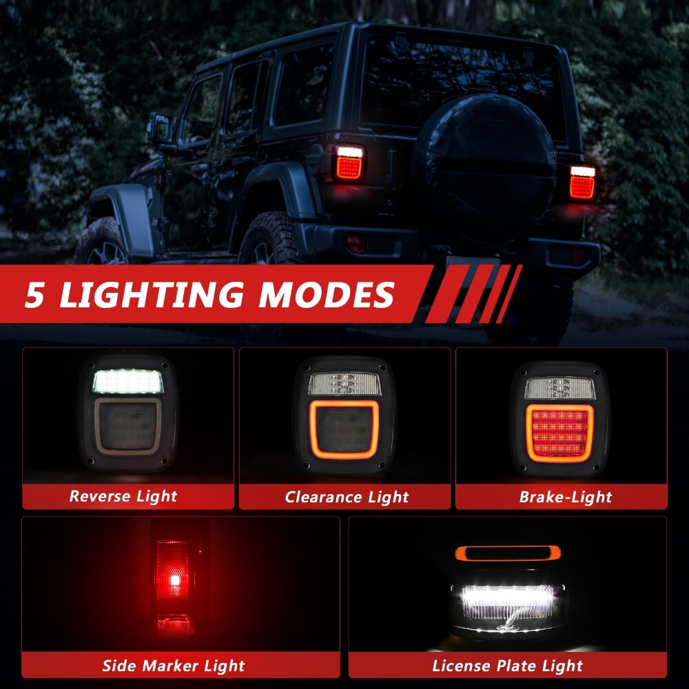 For Jeep Wrangler TJ CJ LED Tail Lights Brake Reverse License Plate Light 83-LED