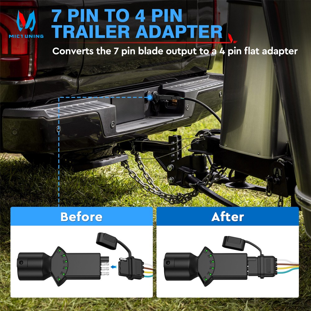 4Pin 7Way Blade Trailer Light Circuit Tester Mult-Function 6 LED Light Indicator