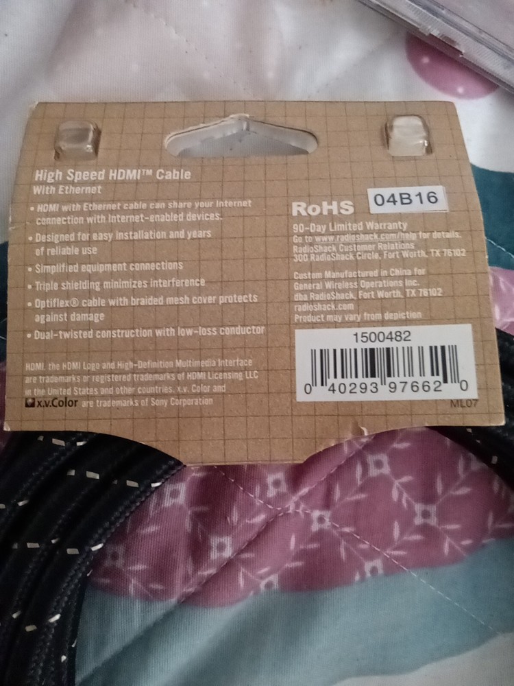 Radioshack 12' High Speed HDMI Cable with Ethernet