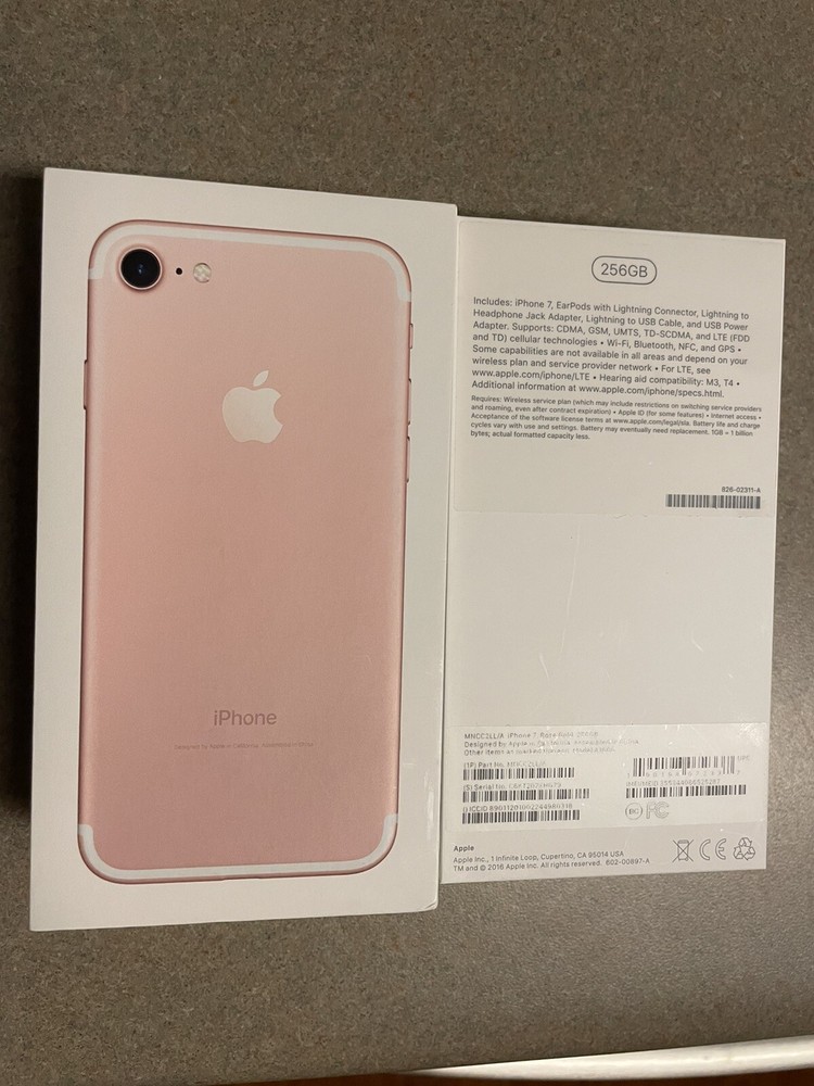 IPhone 7 Rose Gold BOX ONLY 256GB