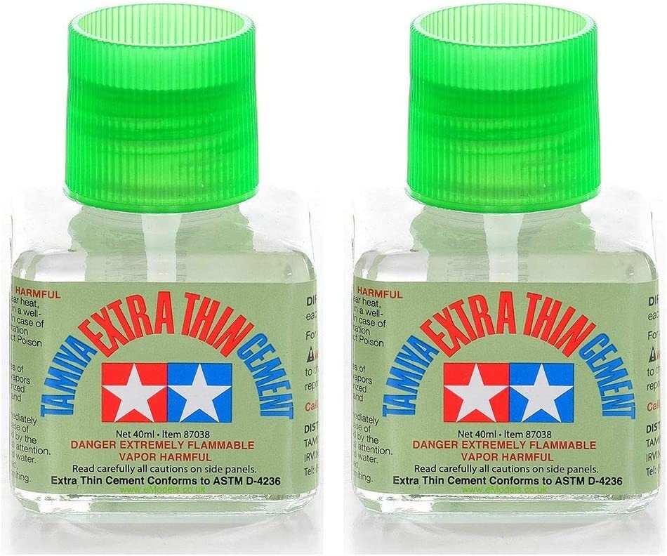 2 PACK TAMIYA 87038 EXTRA THIN CEMENT PLASTIC MODEL GLUE 40 ml
