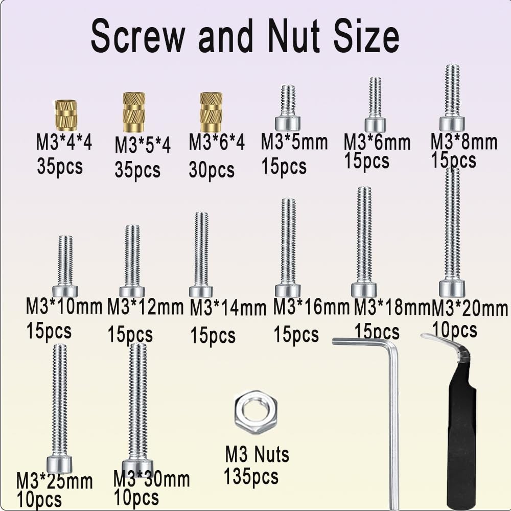 Heat-Set Insert Tip Set - Soldering Iron with 235Pcs Thread Inserts, 2Pcs M3 ...