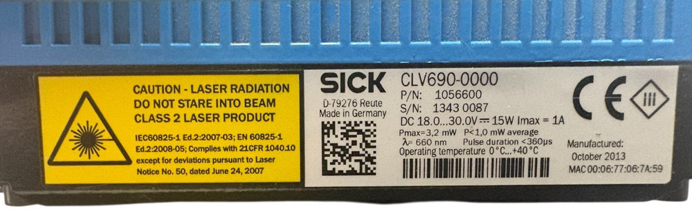 Sick CLV690-0000 Fixed Mount Barcode Scanner