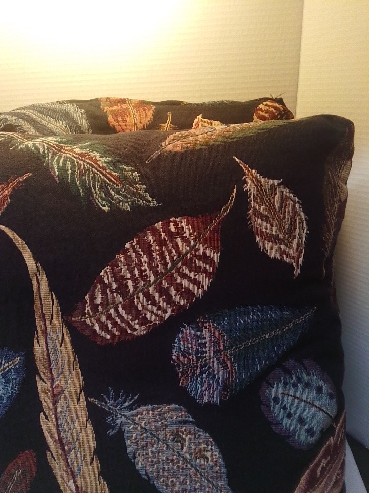 Large Embroidred Pillow Multiple Feather Pattern 20" X 20"