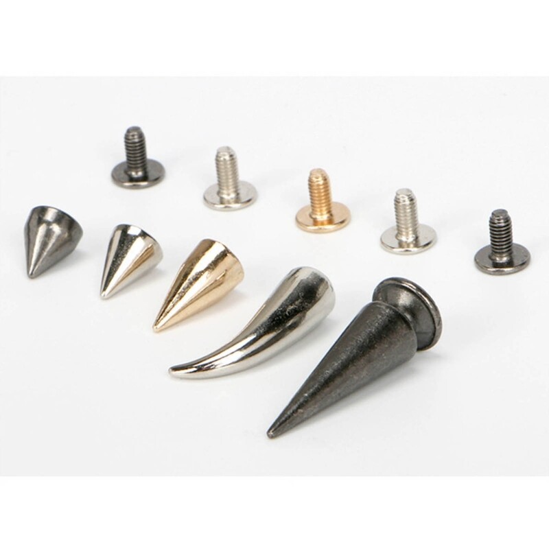 10-Pieces Multiple Sizes Cone Spikes Stud Rivets Metal Studs Punk Style
