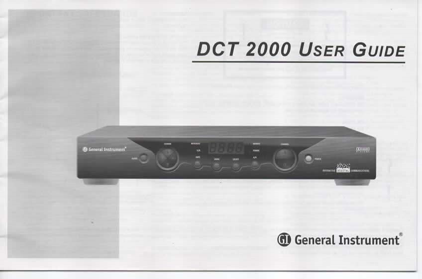 User Guide Owners Manual for General Instrument/Motorola DCT2000 Cable box