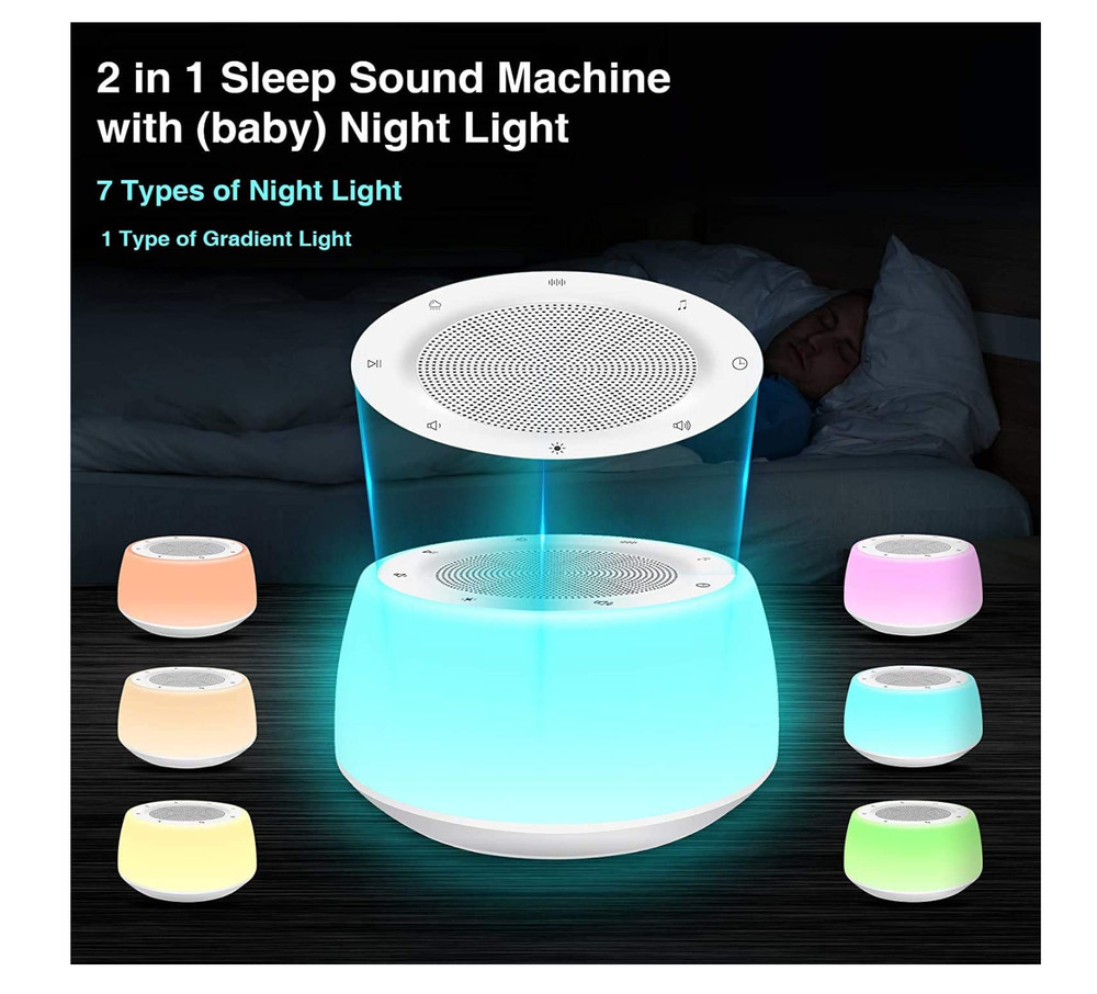 White Noise Machine Sleep Aid w/ 16 Sounds, Night Light, Timer, Touch Control