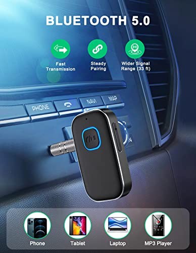 Bluetooth AUX Adapter for Car, Noise Reduction Bluetooth Receiver All Black