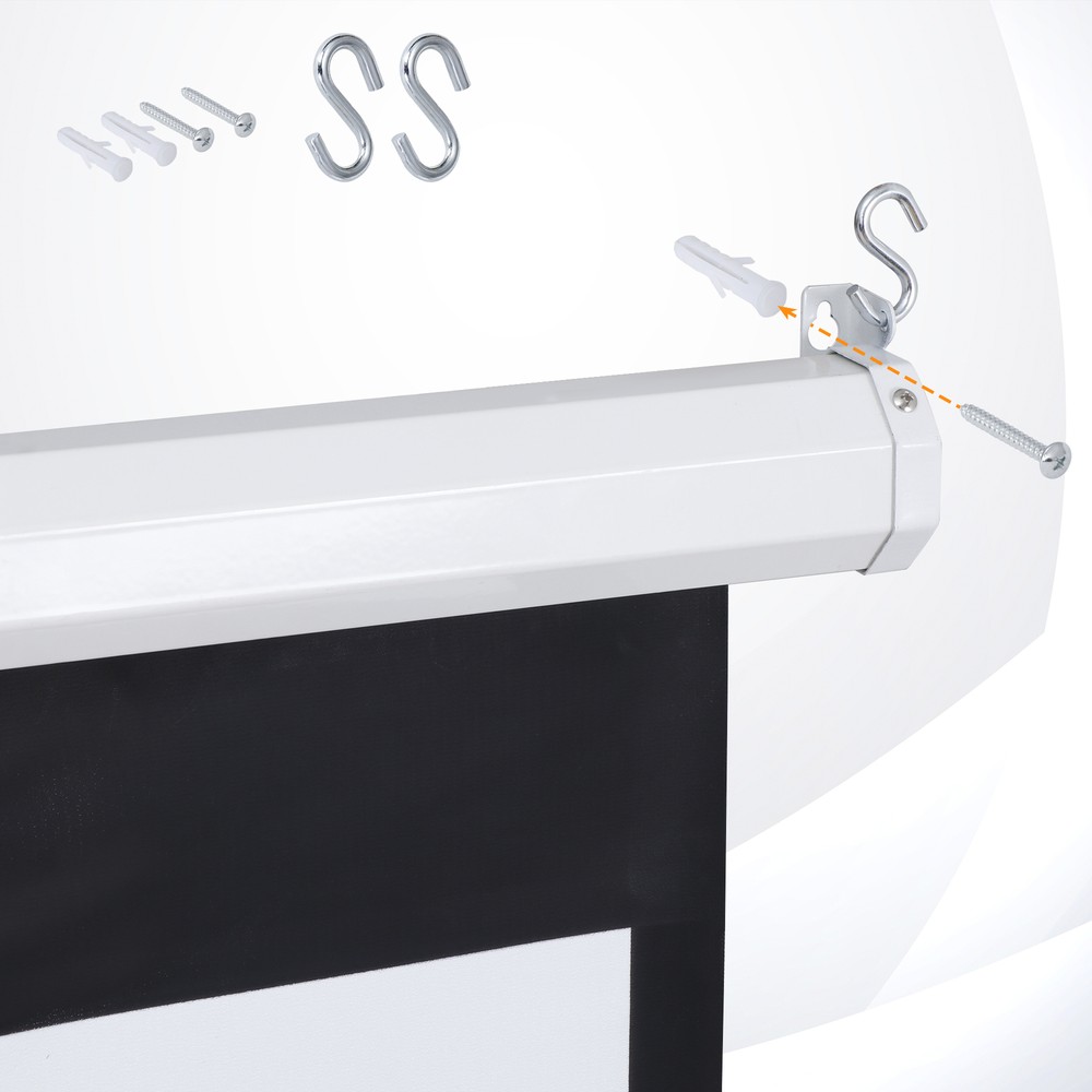 Movie Projector Screen Pull Down 16:10 Foldable Wall Mount HD Projection Screen