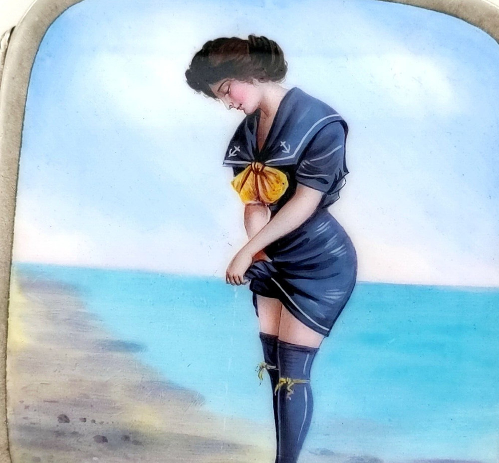 Charming Silver Cigarette Case with Fine Enamelled Scene