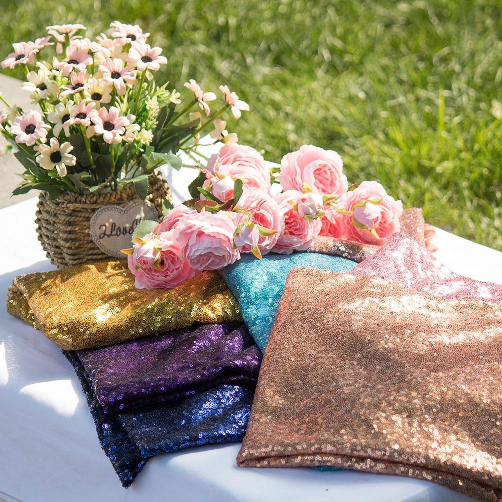 JYFLZQ Baby Blue Sequin Tablecloth 90" x 132" Rectangular Sparkly Drape Table...